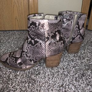 Snakeskin booties